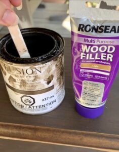 Fix cracks in poor quality wood with wood filler and stain 