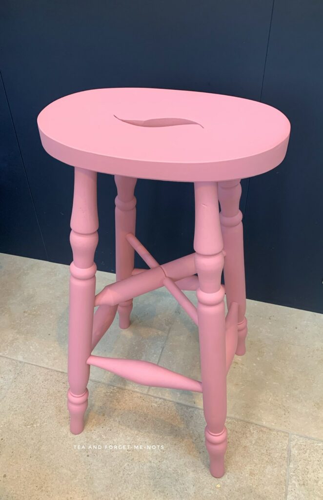 After two coats of pink paint