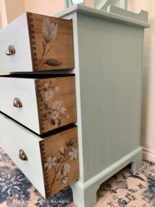 Side view of the drawers - before and after furniture makeover