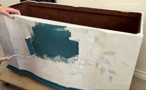 Upcycling old wooden chest - first coat of paint
