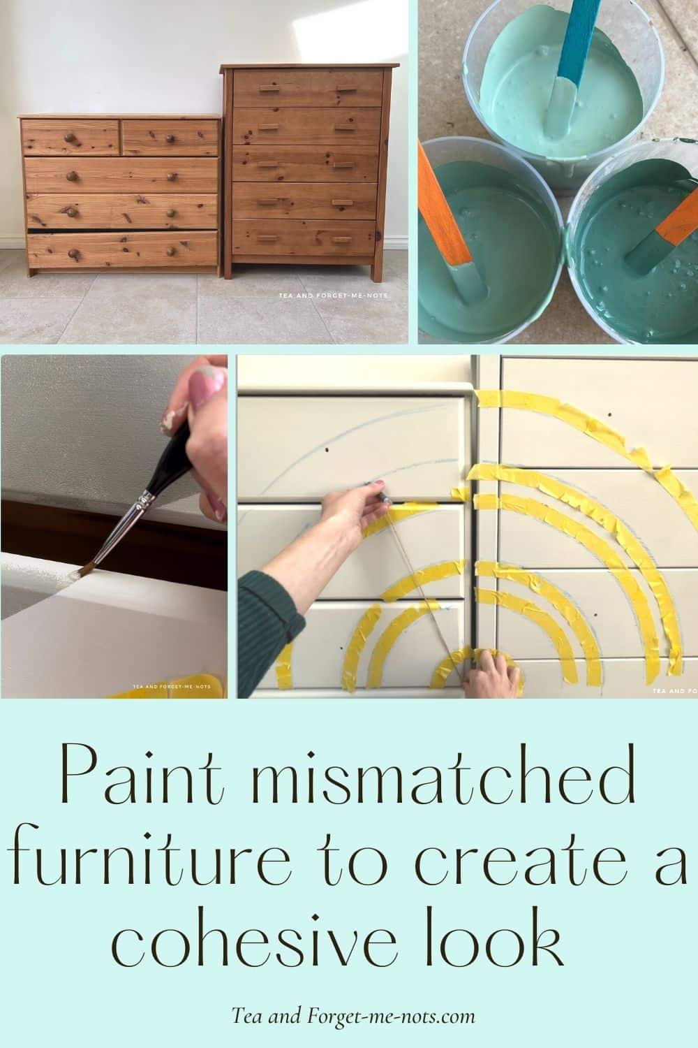 How to paint mismatched furniture to look cohesive Tea and