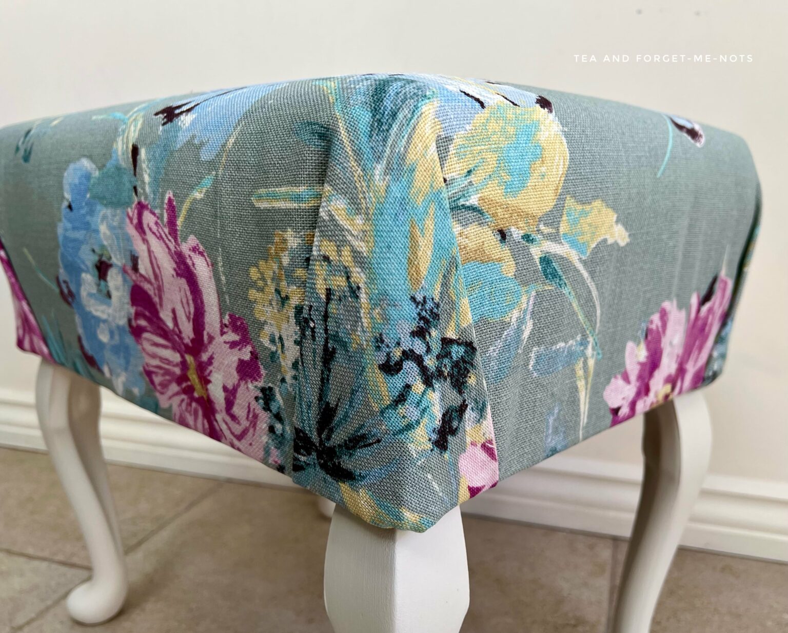 Reupholster an old footstool in 7 easy steps Tea and