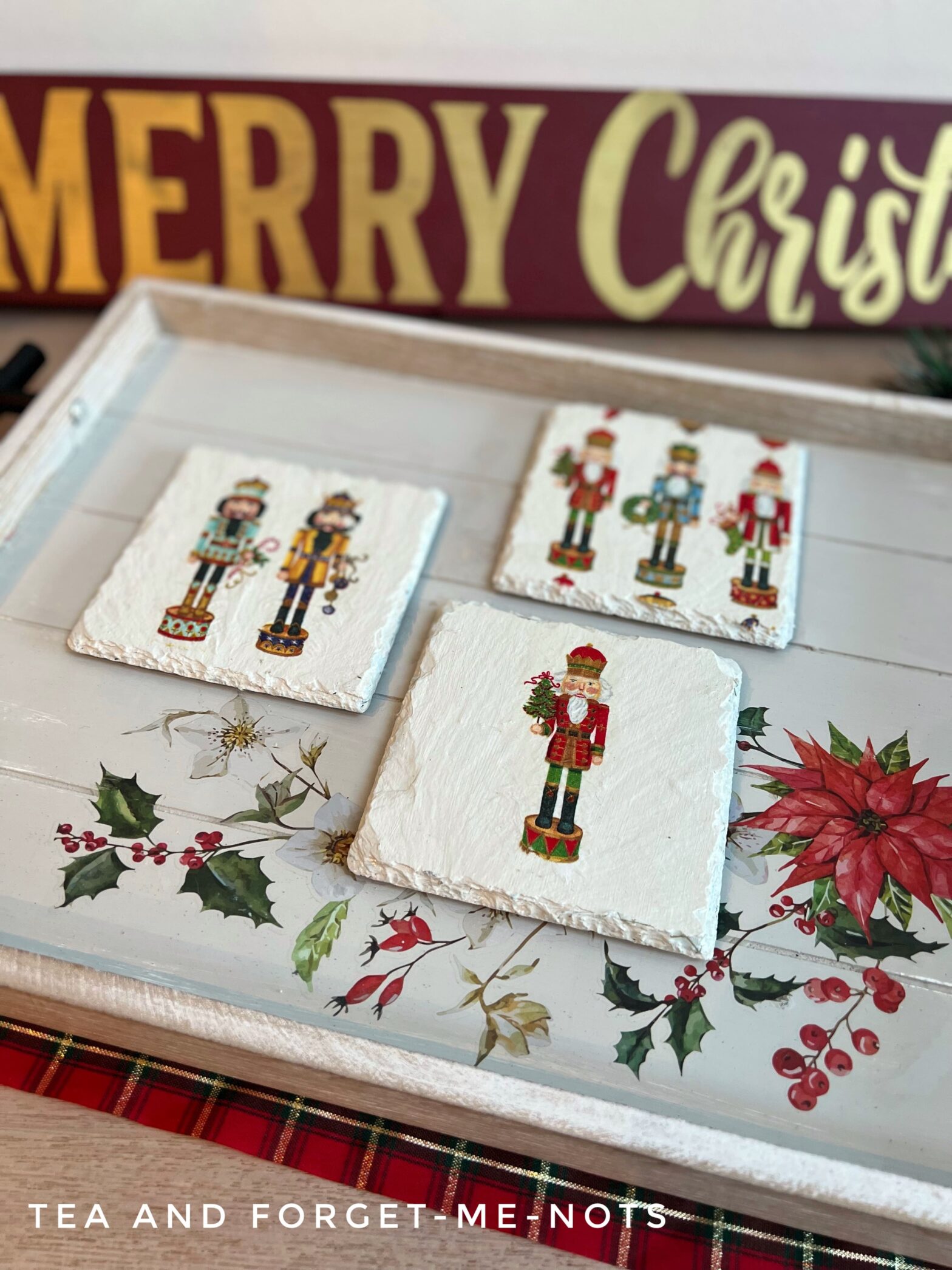 How To DIY Decoupage Christmas Ornaments Easy Coaster Tutorial Tea