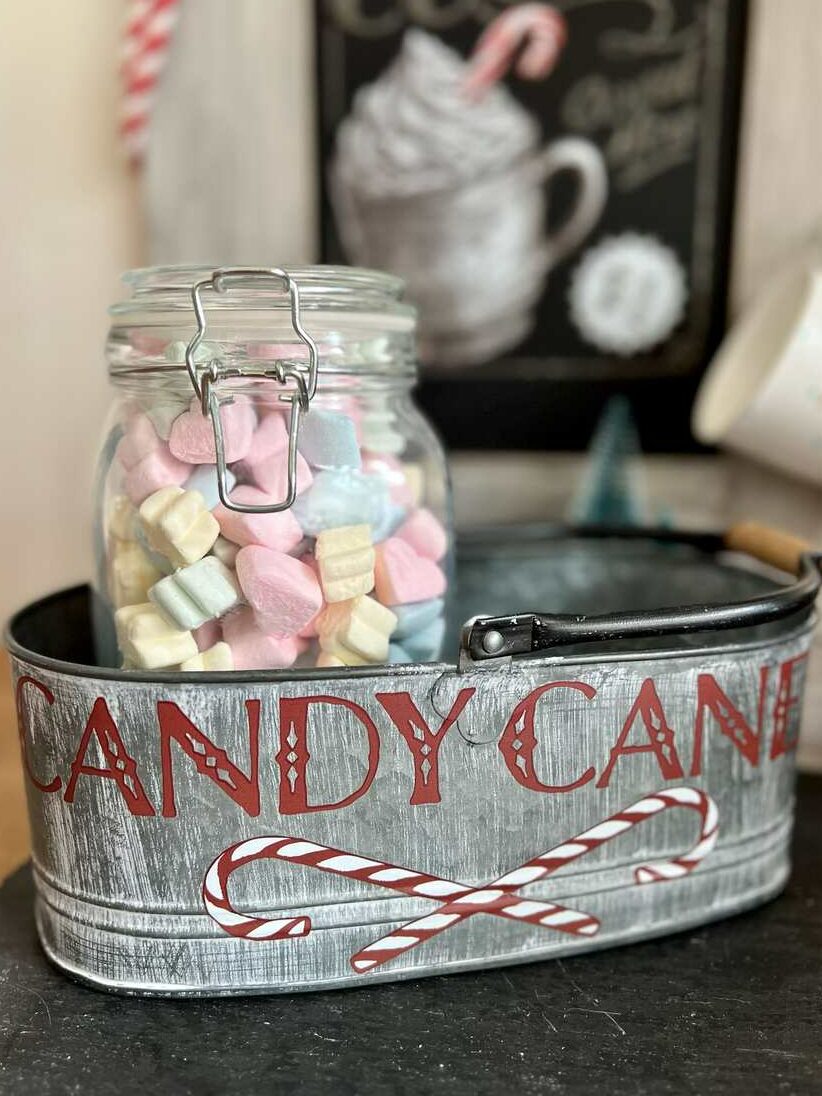 candy cane planter for hot chocolate station