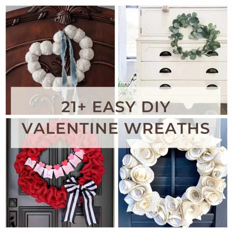 images shows collage of valentines wreaths.
