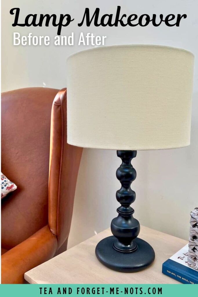 image shows black table lamp.